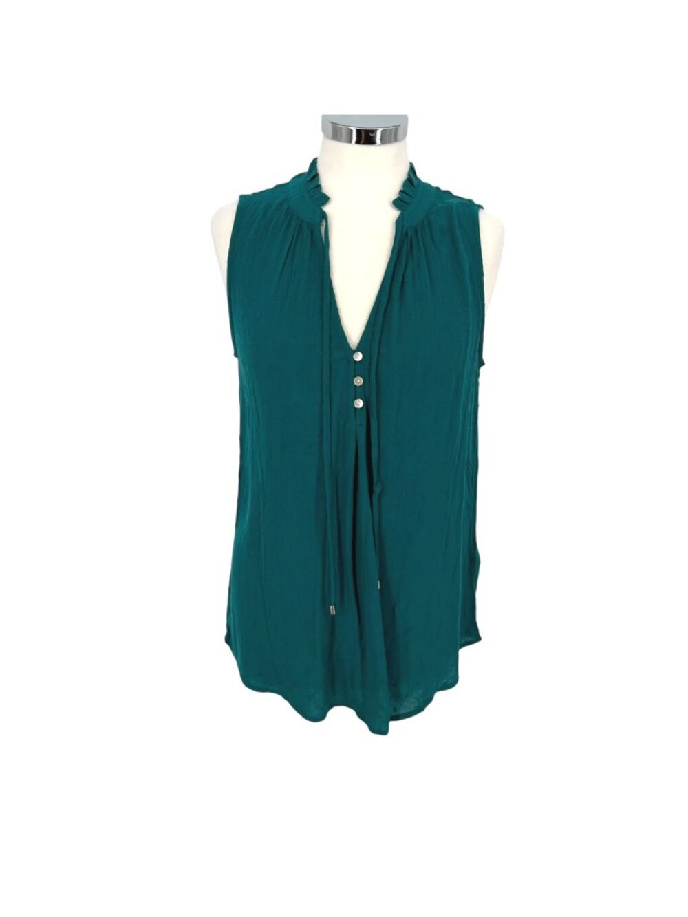 Market & Spruce Swiss Dot Sleeveless Blouse Green Blue Size Small NWT